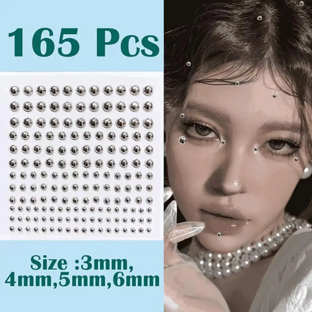 165Pcs 3D Face Eyes Party Makeup Tattoo Sticker Acrylic Diamond Rhinestones Sticker Self-adhesive Mixed Crystal Face Decoration