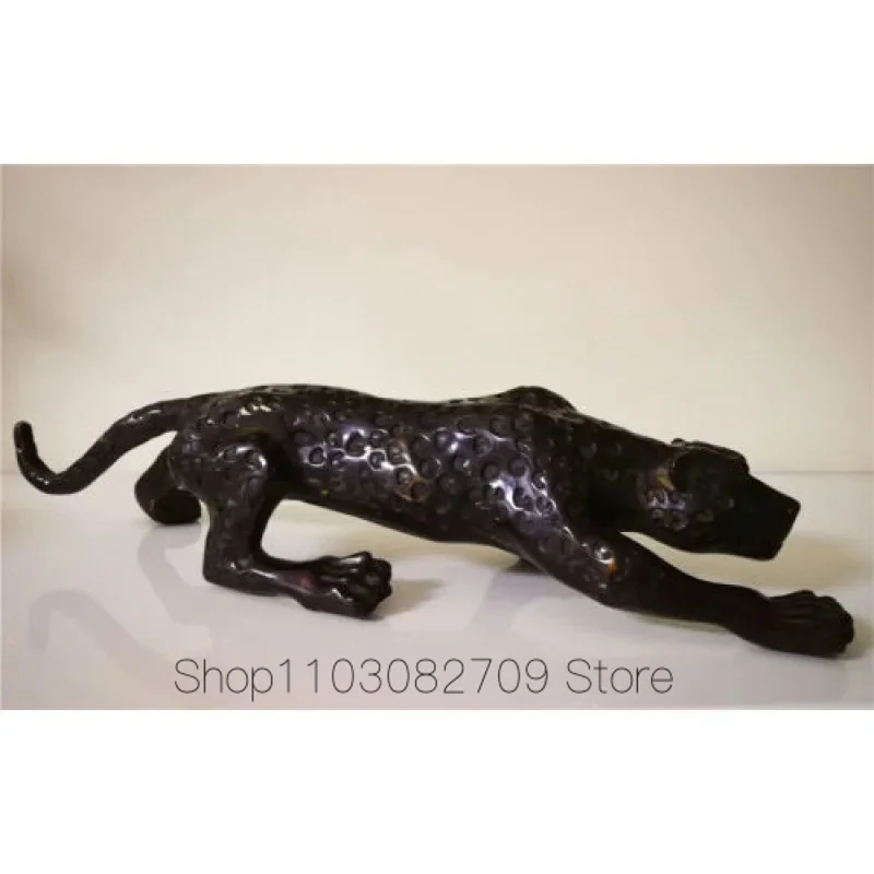 collectable old Bronze Antique Style Cheetah leopard Archaic tiger statue L:30cm