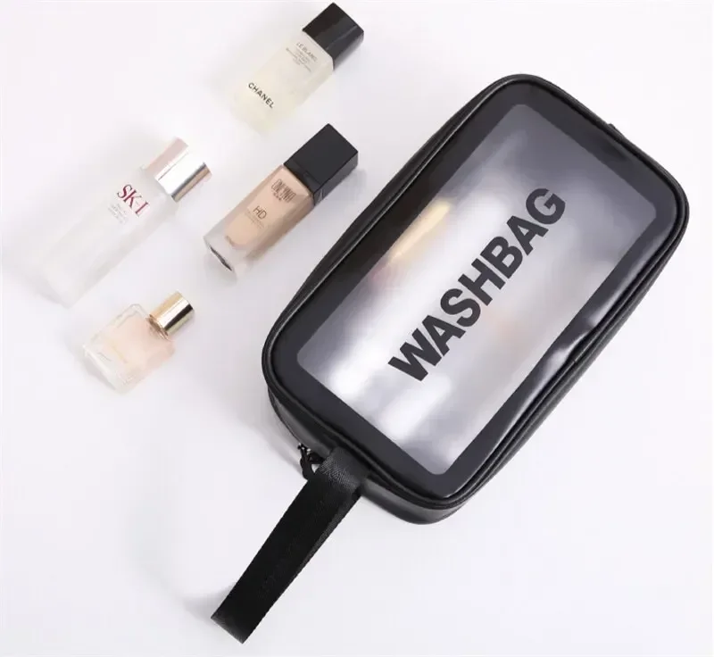 Bolsa de maquillaje de viaje portátil impermeable transparente de gran capacidad para mujer