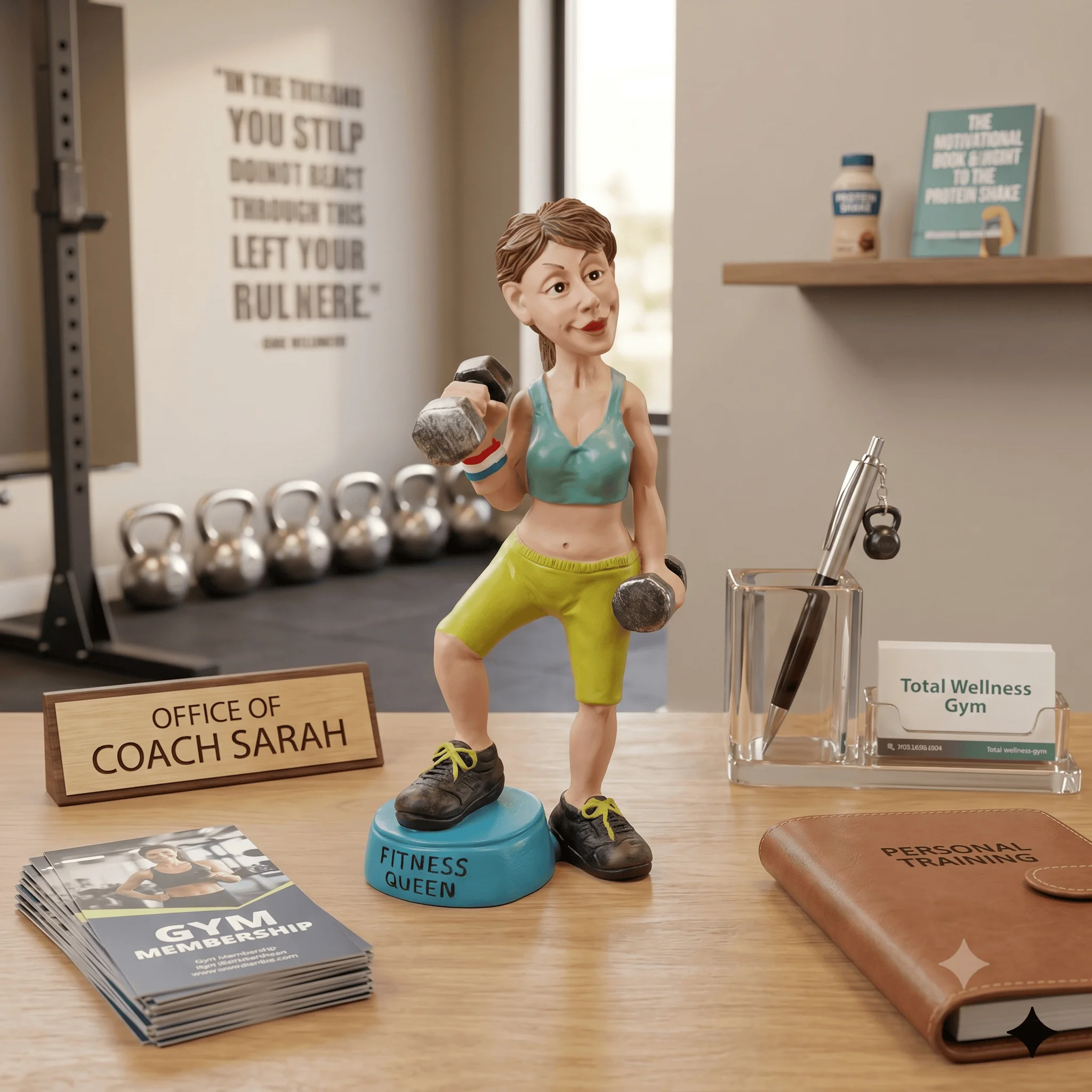 Fitness Queen Woman Figurine, Weight Lifting Lady Statue, Gym Home Office Tabletop Decor Gift