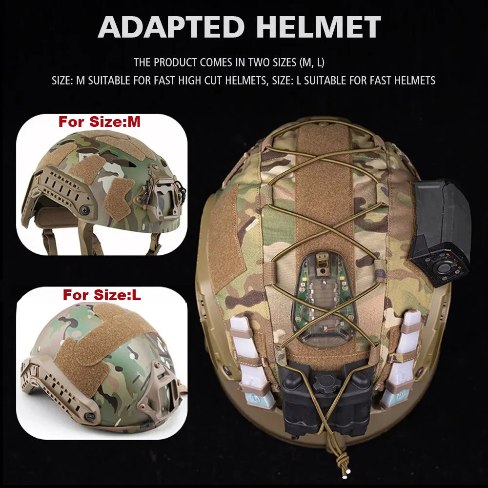 Tactische Helmhoes Voor Mh Pj Bj Ops-Core Snelle Helm Paintball Jacht Airsoft Helm Cover Camo Met Elastisch Koord