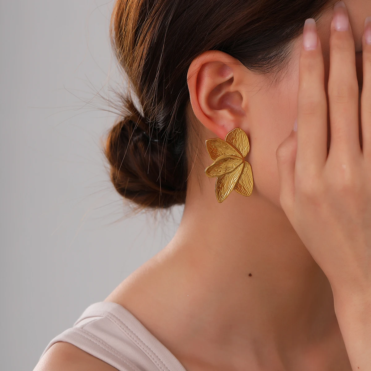 Fashion Women Trendy Gold Plated Texture Stainless Steel Metal Chandelier Drop Earrings Aretes Tendencia Bijoux