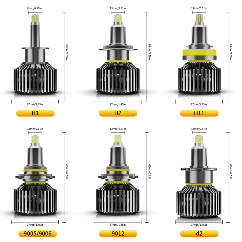 AILEO-bombilla LED de 360 grados para faro delantero, lámpara de alta potencia de 9005 K, 9006 K, 9012 K, 3000K, 150000LM, 80W, 2 piezas, H11, H7,