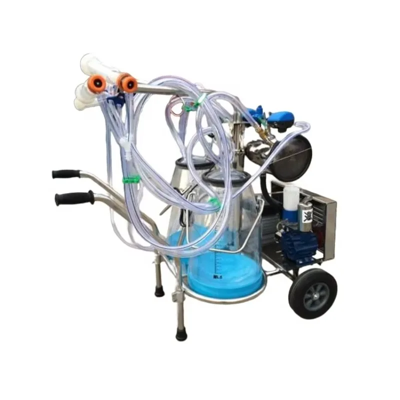 

Cow and Goat Cluster Portable Milking Machine Electric and Diesel Motors Double 25L SS304 Buckets/tank