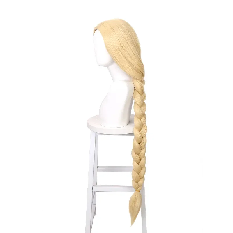 Anime Women Long Wig Rapunzel Tangled Light Blonde Straight Cosplay Hair big braid for women party Wig Accessories