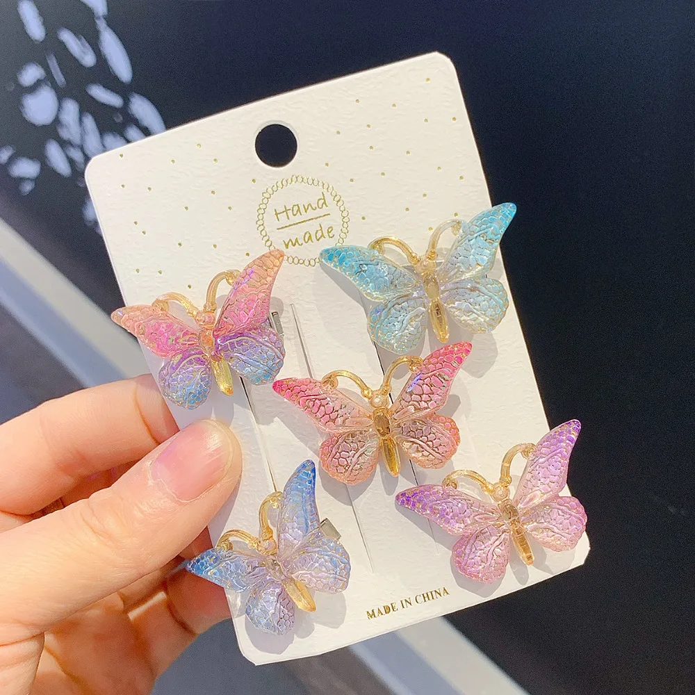 5Pcs Colorful Butterfly Hairpins for Girl Hair Clip Barrette Women Rainbow Headwear Fashion Hair Accessories Sweet Hair Ornament