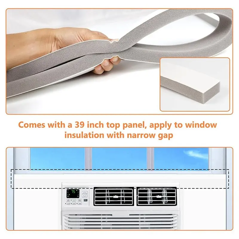 AC39-AC Unit Indoor Window Air Conditioner Insulated Foam Panels, Surround Insulation Side Panel With Top Seal Strip