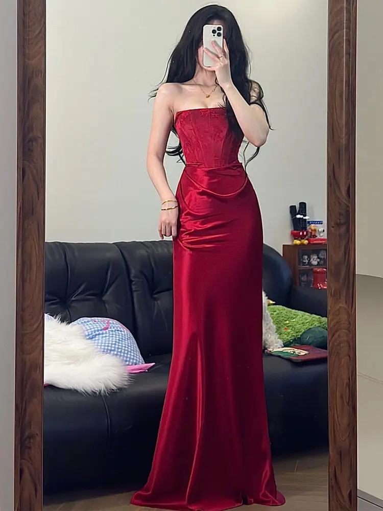 

Elegant Wedding Dress One Shoulder Long Skirt for Engagement Party Bridal Return Home Ceremony Polyester Fiber Summer 2026