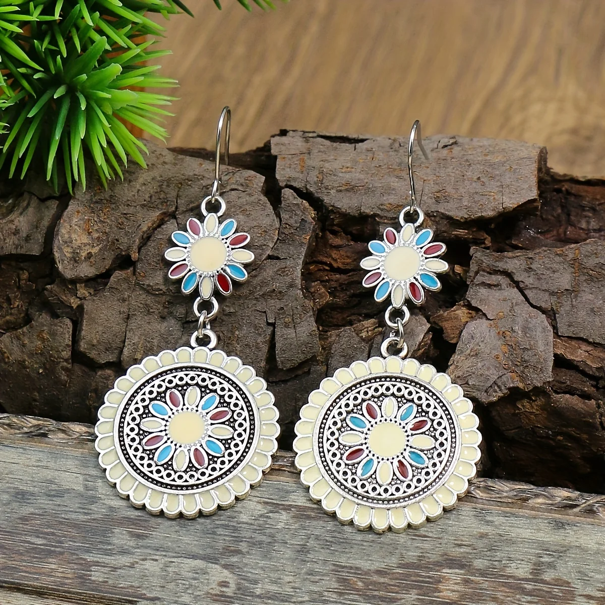 Multicolor Daisy Shaped Earrings Boho Vacation Style Casual Accessories Suitable For Daily Party Holiday Wear Gifts