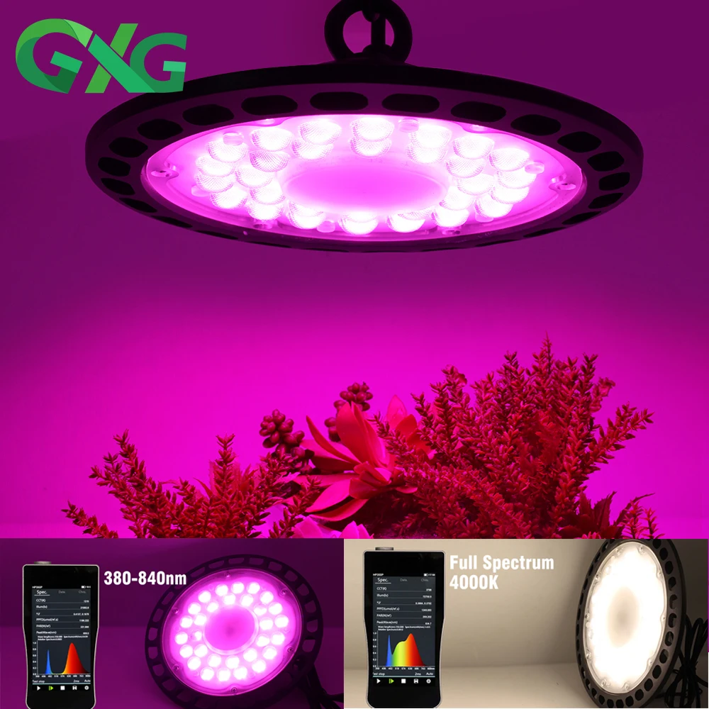 UFO LED Grow Light Full Spectrum Phyto Lamp 100W 150W 200W Waterproof Phytolamp for Indoor Plants Greenhouse Tent Hydroponics