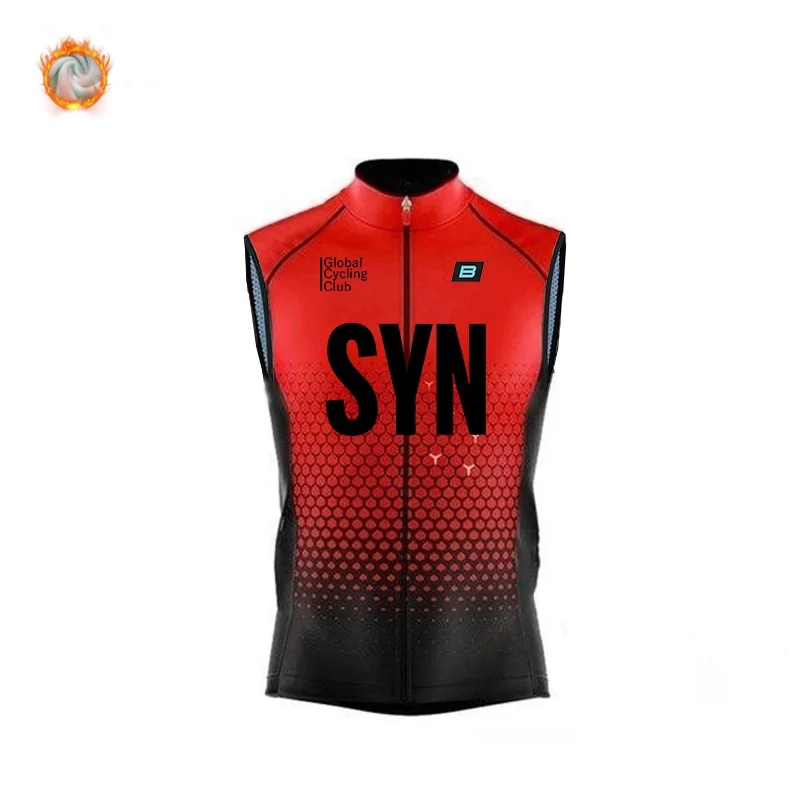 2025 SYN rompi bersepeda musim dingin, jaket bersepeda tanpa lengan tahan angin bulu domba pakaian sepeda MTB
