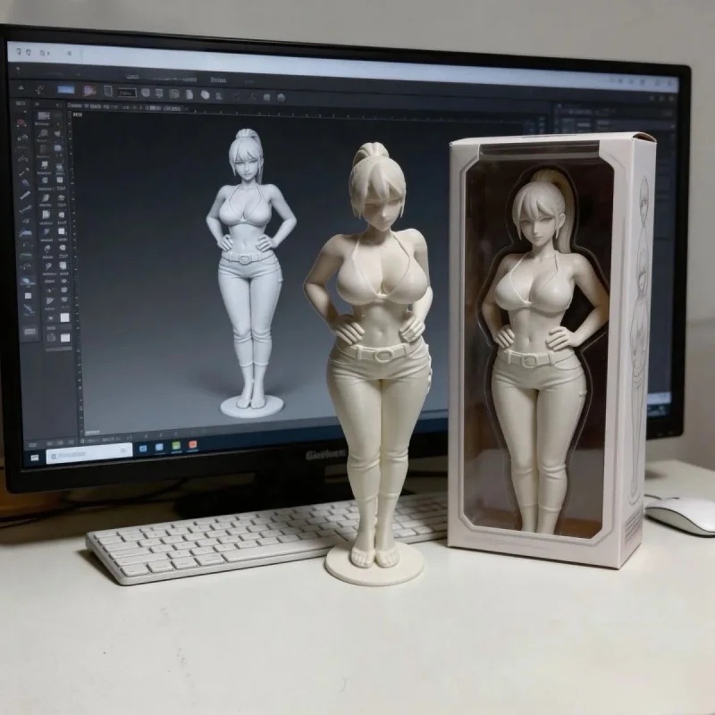 3D Printing Goddess Statue Desktop Ornament High Ponytail Jeans Pure Desire Stereoscopic Decor Custom Art Model