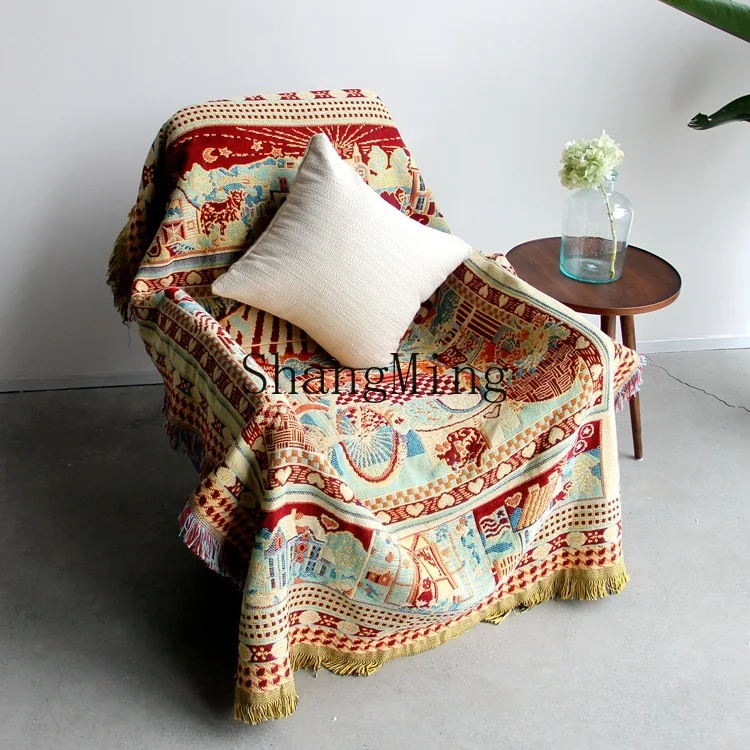 PYH retro Chinese new double-sided jacquard knitted personalized thread blanket sofa towel blanket blanket