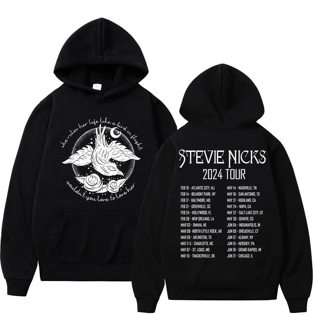 

Singer Stevie Nicks 2024 Tour Graphic Hoodie Fashion Rock Hip Hop Hooded Sweatshirt Men Women Vintage Casual Oversized Pullovers