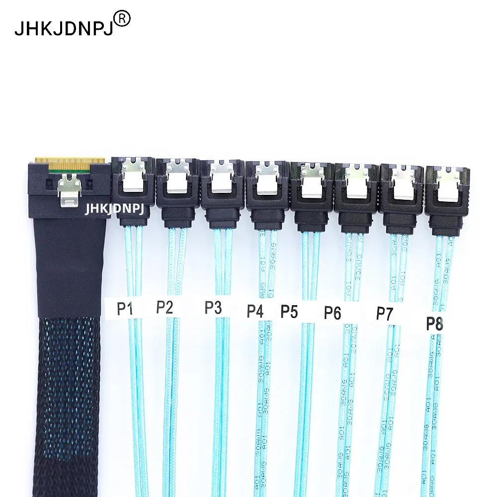 SAS4.0 SFF-8654 8i Holst to 8 * SATA 3.0 7Pin Connector Hard Disk Data Extension Cable 12Gbps