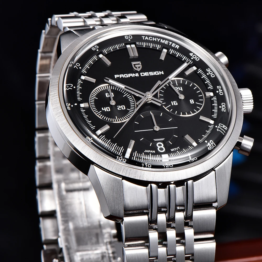 PAGANI DESIGN TMI VK63 Men's Quartz Watches 41MM Sapphire Stainless Steel Waterproof Luminous Chronometer Reloj Hombre