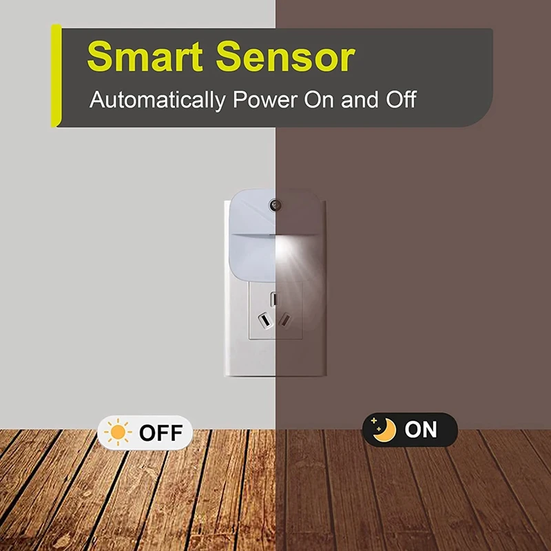 Veilleuse LED intelligente à prise UE, veilleuses blanches, capteur de crépuscule pour Foster, chambre à coucher, toilettes, paquet de 6