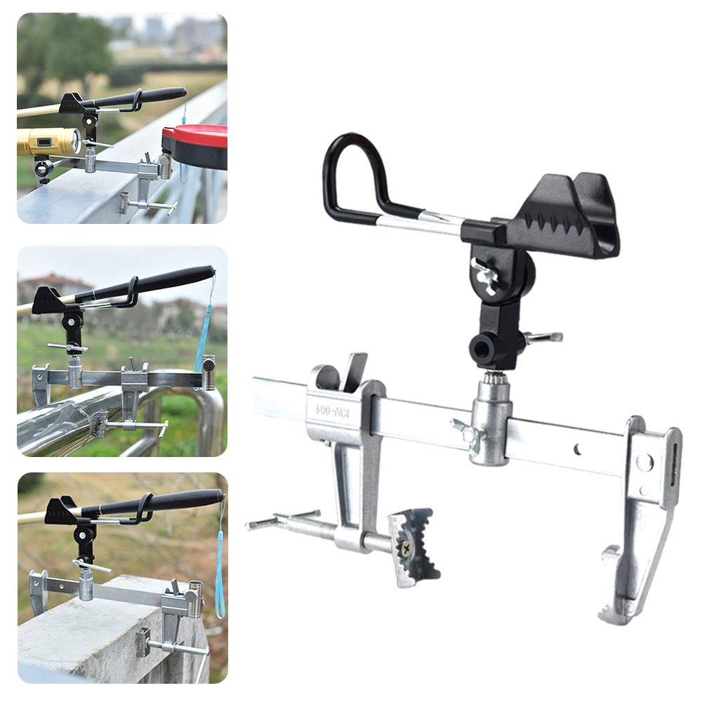 Adjustable 360 Clamp On Type fishing Rod Bracket Boat Fishing Rod Holders Bridge Railing Hand Pole Sea Pole Turret Support