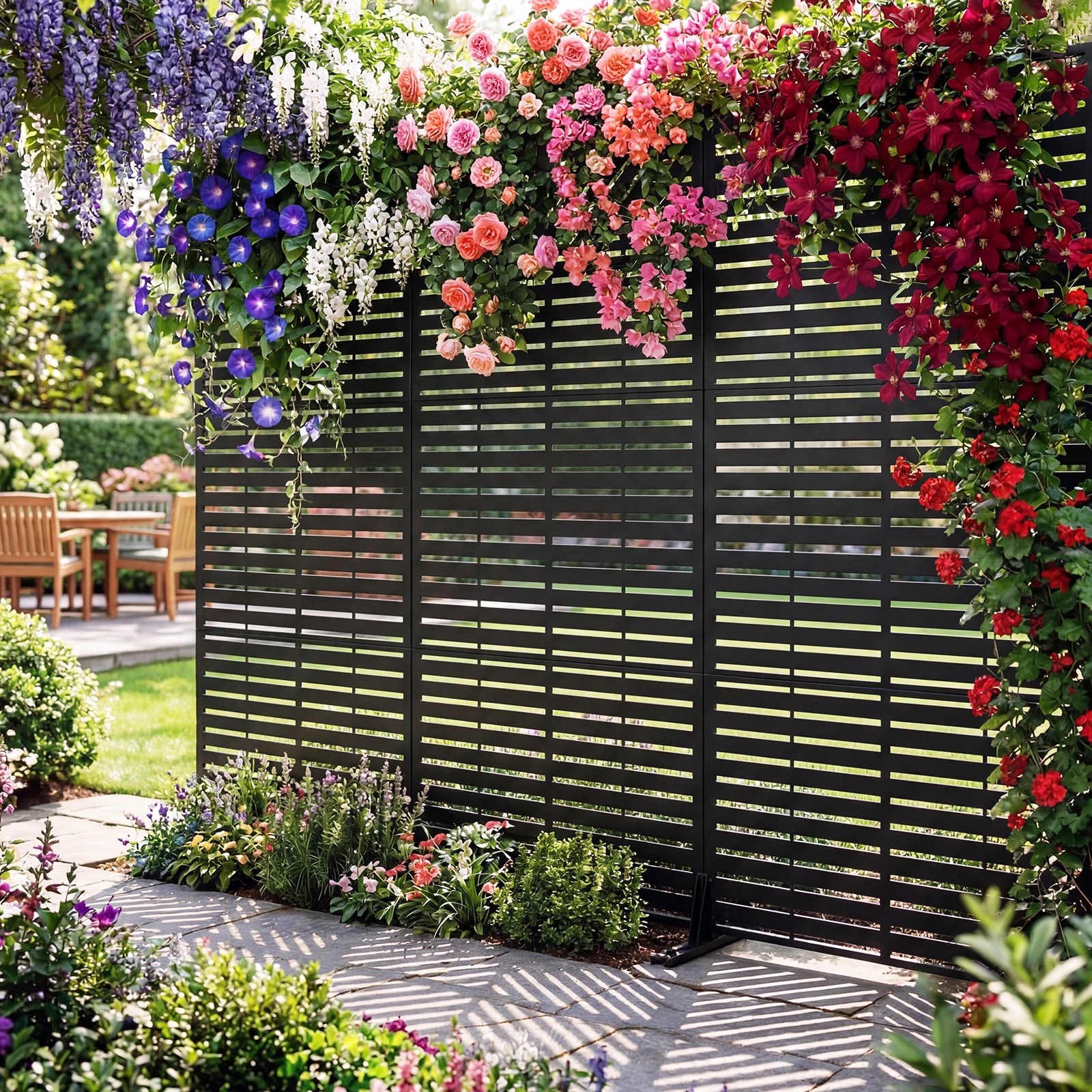 Freestanding Metal Outdoor Privacy Screen Fence - 78