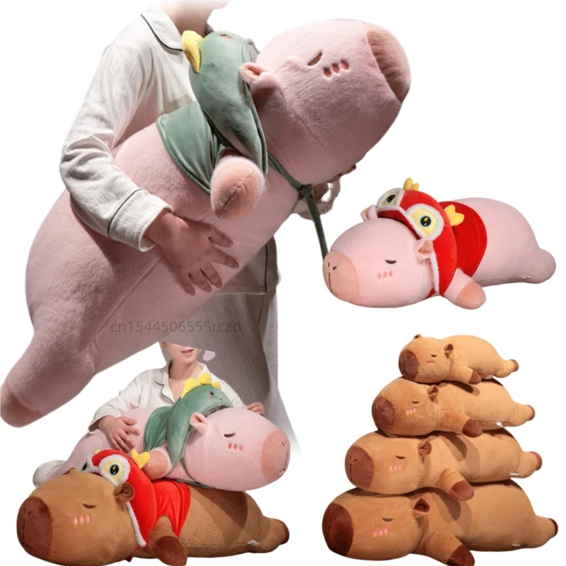

100cm Gaint Long Fun Costume Capybara Plush Doll Pillow Pink Brown Dragon Chicken Dinosaur Plush Toy Home Decor Gift For Child