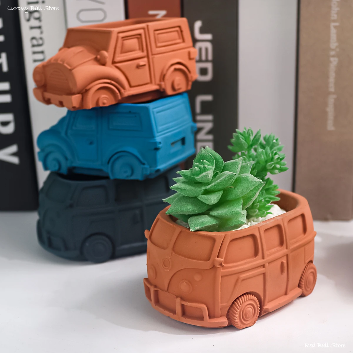 3D Van Bus Flower Pot Silicone Mold  DIY Vintage Car Crafts Resin Planter Cement Storage Box Gypsum Candle Jar Mould Home Decor