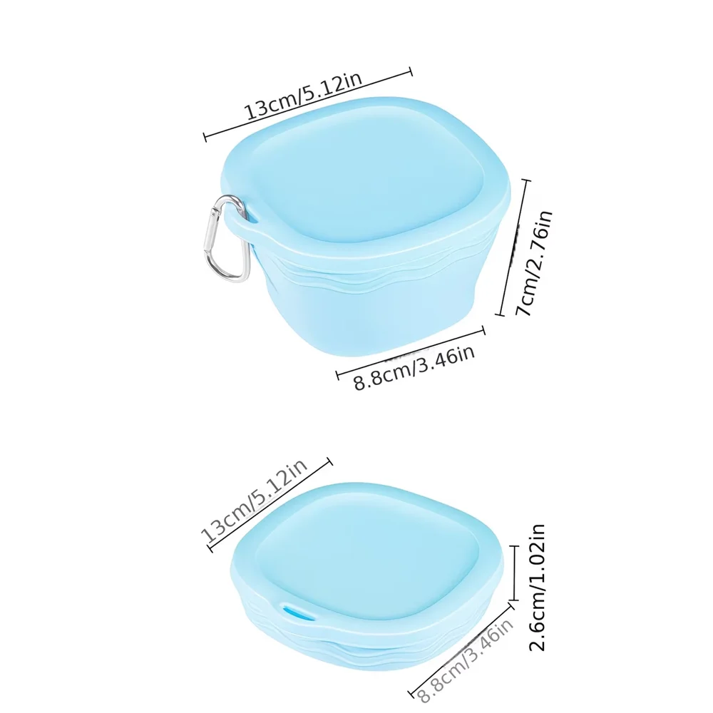 Macaron Color Pet Portable Foldable Silicone Bowl, Macaron Color Reusable Food Container for Outdoor Travel, Hanging Design