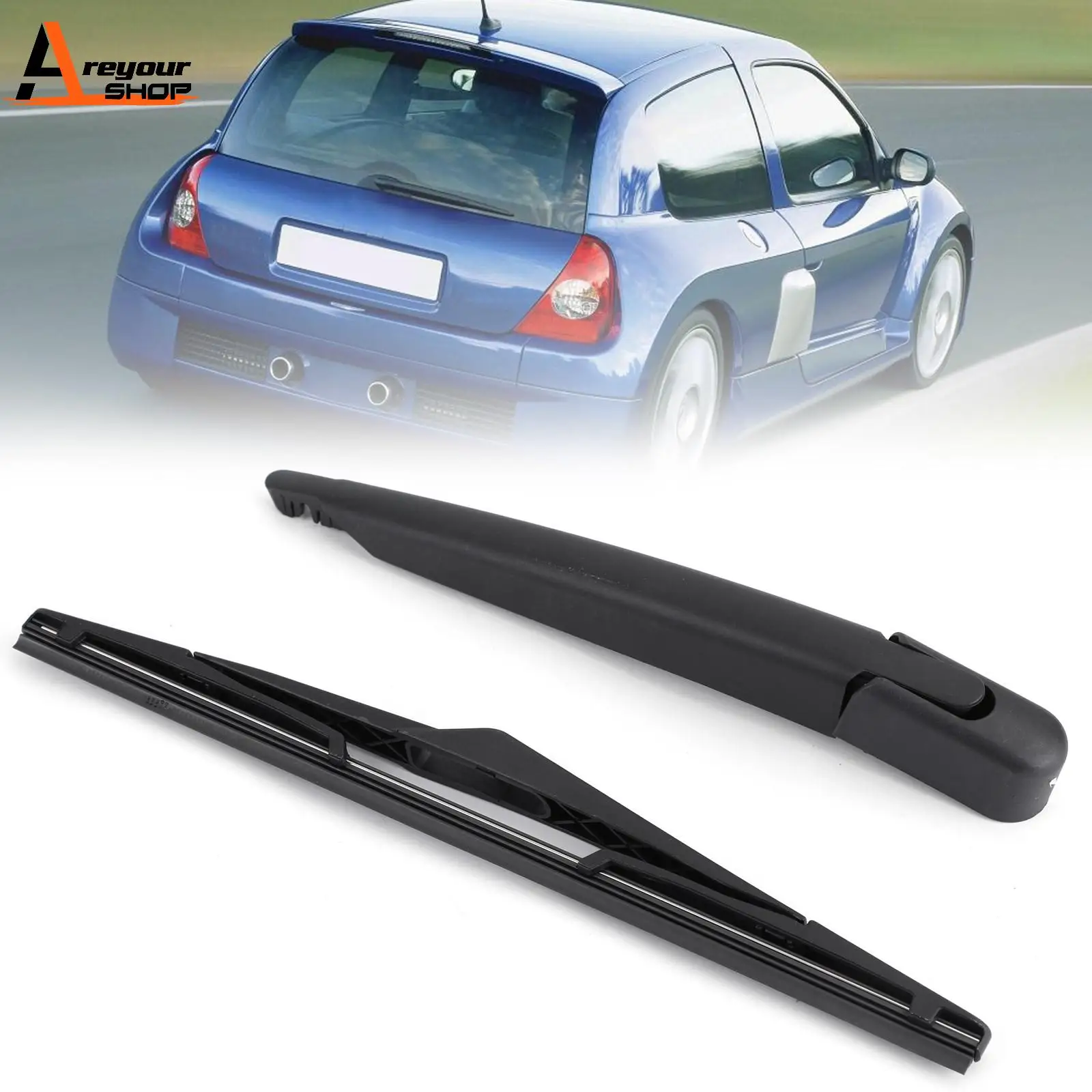 Areyourshop Rear Window Windshield Wiper Arm Blade Set For Renault Clio II 1998-2012 7701040187 299040855 Car Exterior Parts