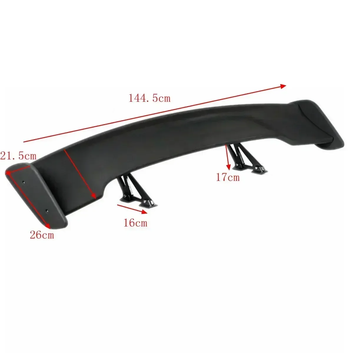 57inch 145cm Universal Racing Sports Car Rear Tail Trunk Racing Spoiler Aluminum Black GT Double Row For VW For BMW Body Kit