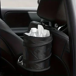 Car Trash Can Portable Durable Foldable Hanging Car Storage Bucket Chair Back Oxford Cloth Storage Bag Trash Can 1pc
