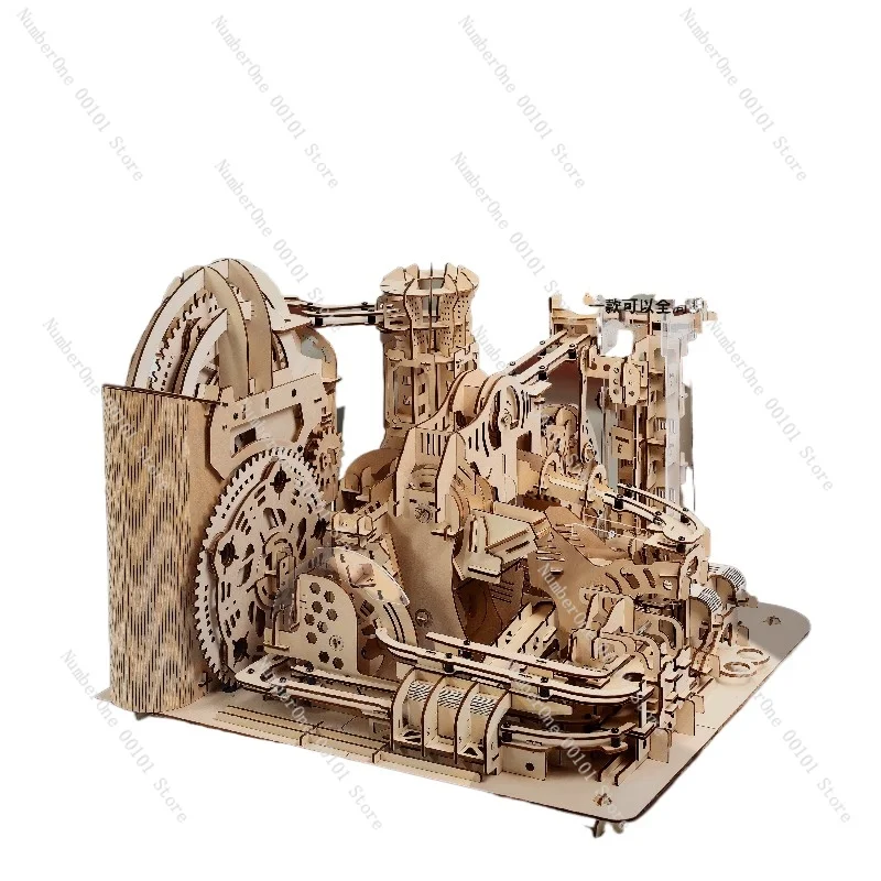 Electric Roller Coaster 3D Wooden Puzzle Marble Run DIY Building Model Kit Mechanical Track Desk Decor Gift For Kids Adults