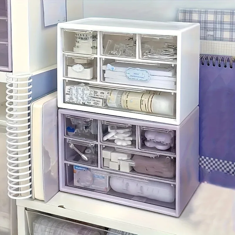 

Large Capacity Clear Plastic Storage Box with Drawers, Multi-Functional Organizer for Office Supplies and Dorm Essentials