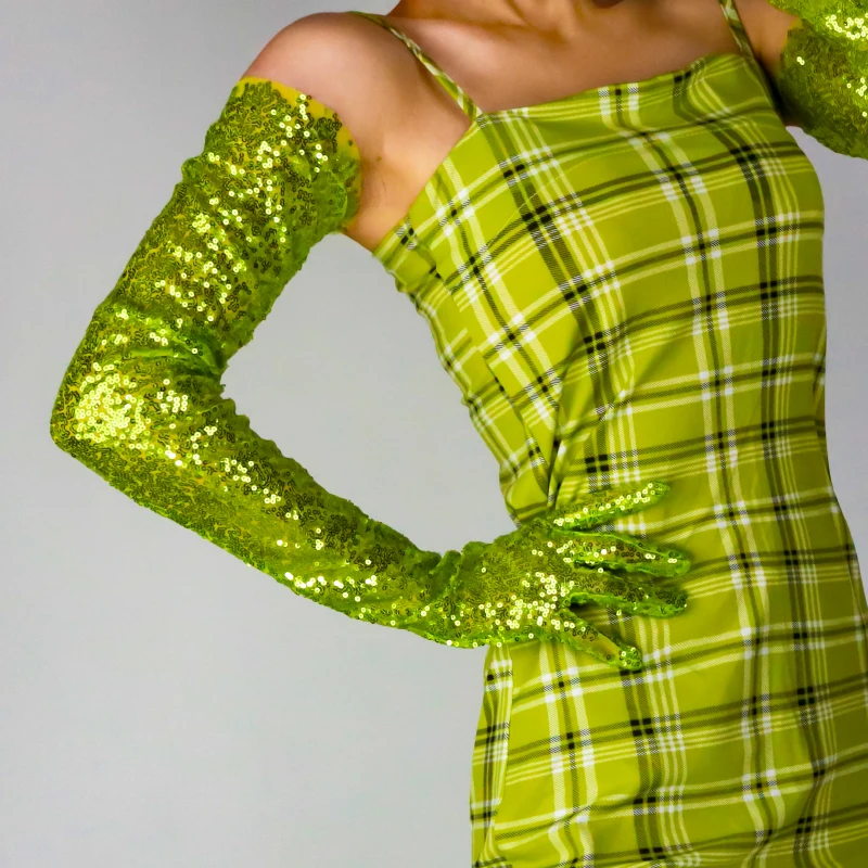 

Sequined Sleeve Cover 70cm Embroidered Lace Mesh Transparent Specialty Dress Screen Wine Red