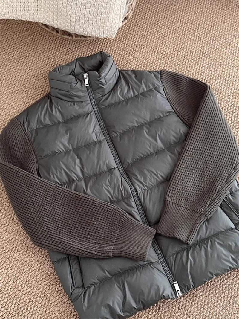 

Корейская зеленая вязаная пуховая хлопковая куртка с рукавами, женское зимнее короткое легкое теплое модное пальто, верхняя одежда w1268