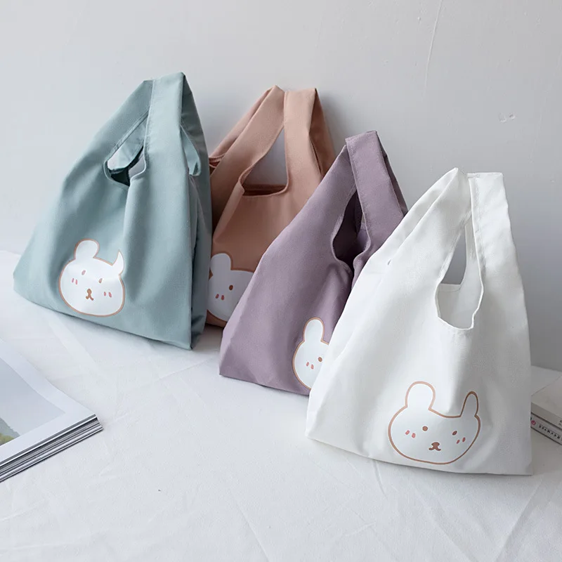 Hand-held Canvas Bag Female Student Japanese Literature and art Korean Version Cute Bear Lunch Box Iunch Box Bag Small Cloth Bag