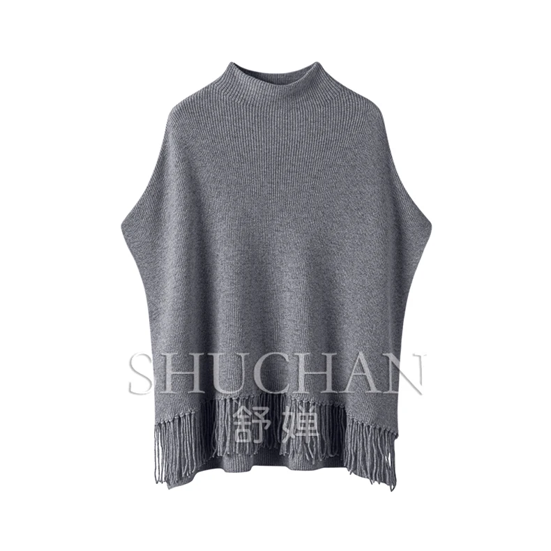 poncho feminino inverno  capas y ponchos  solid  Luxury  Cashmere  TASSEL  Winter  Sleeveless  poncho women