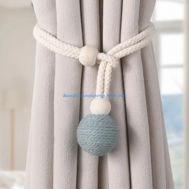 E56A Outdoor Curtain Tiebacks Rope Curtain Holders Curtain Holdbacks,Farmhouses Rope Curtain Tie Back for Drapery Patios