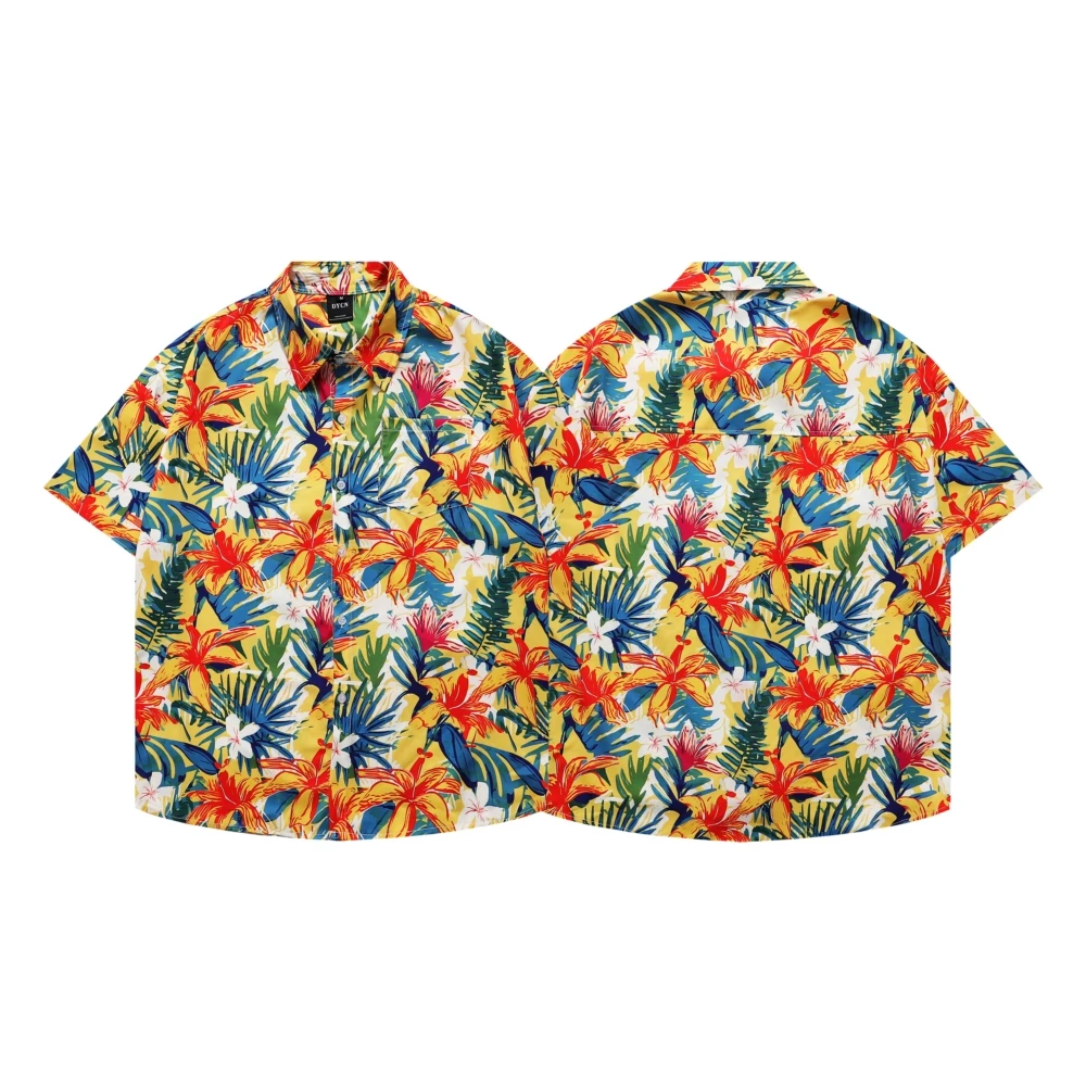 Camisas de praia havaianas retrô unissex, camisa estampada com flores e plantas Harajuku, streetwear Hip Hop, casual Aloha Fashion Button Tops, verão