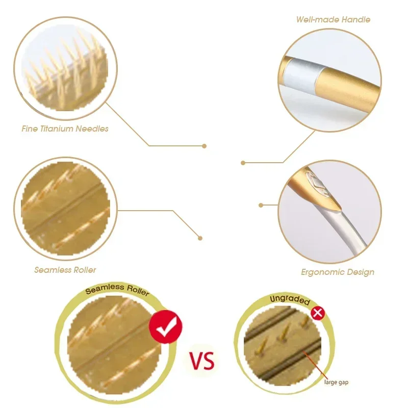 Мезотерапевтический ролик для бороды, бесшовная титановая игла 192 для ухода за кожей, лечения тела, для роста бороды, шрамы от акне