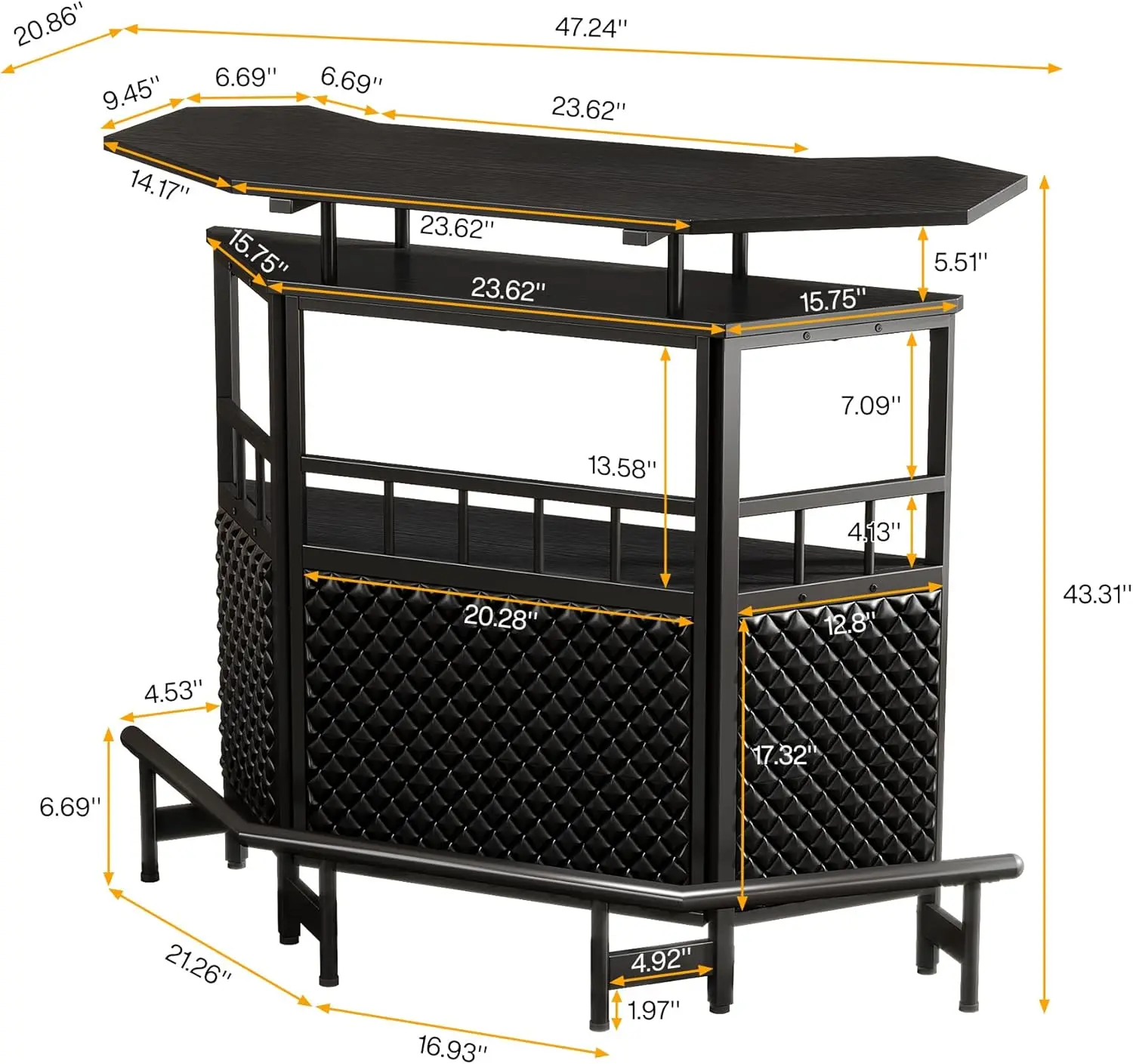 Tribesigns Home Bar Unit 4 Tier Liquor Bar Table With Wine Glass Holder And Storage Shelves, Mini Wine Bar Cabinet With Foot