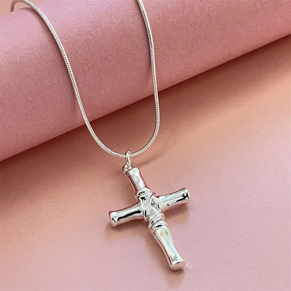 925 Silver Snake Chain Cross Pendant, Suitable For Men And Women To Wear Daily