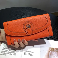 Nieuw ontwerp echt leer damesportemonnees luxe koeienhuid lange portemonnee originele merk envelop clutch tas hoge capaciteit telefoon portemonnee