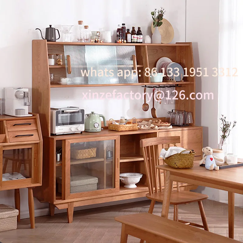 

Customizable Modern Simple Cherry Wood Dining Side Cabinet Tea Locker Dining Side Table