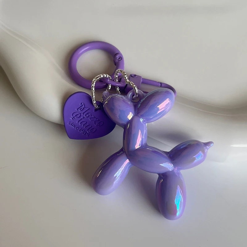 DIY Candy Color Sweet Resin Balloon Dog Keychain For Women Girls Animal Shaped Phone Chain Key Buckle Accessories Bag Pendant