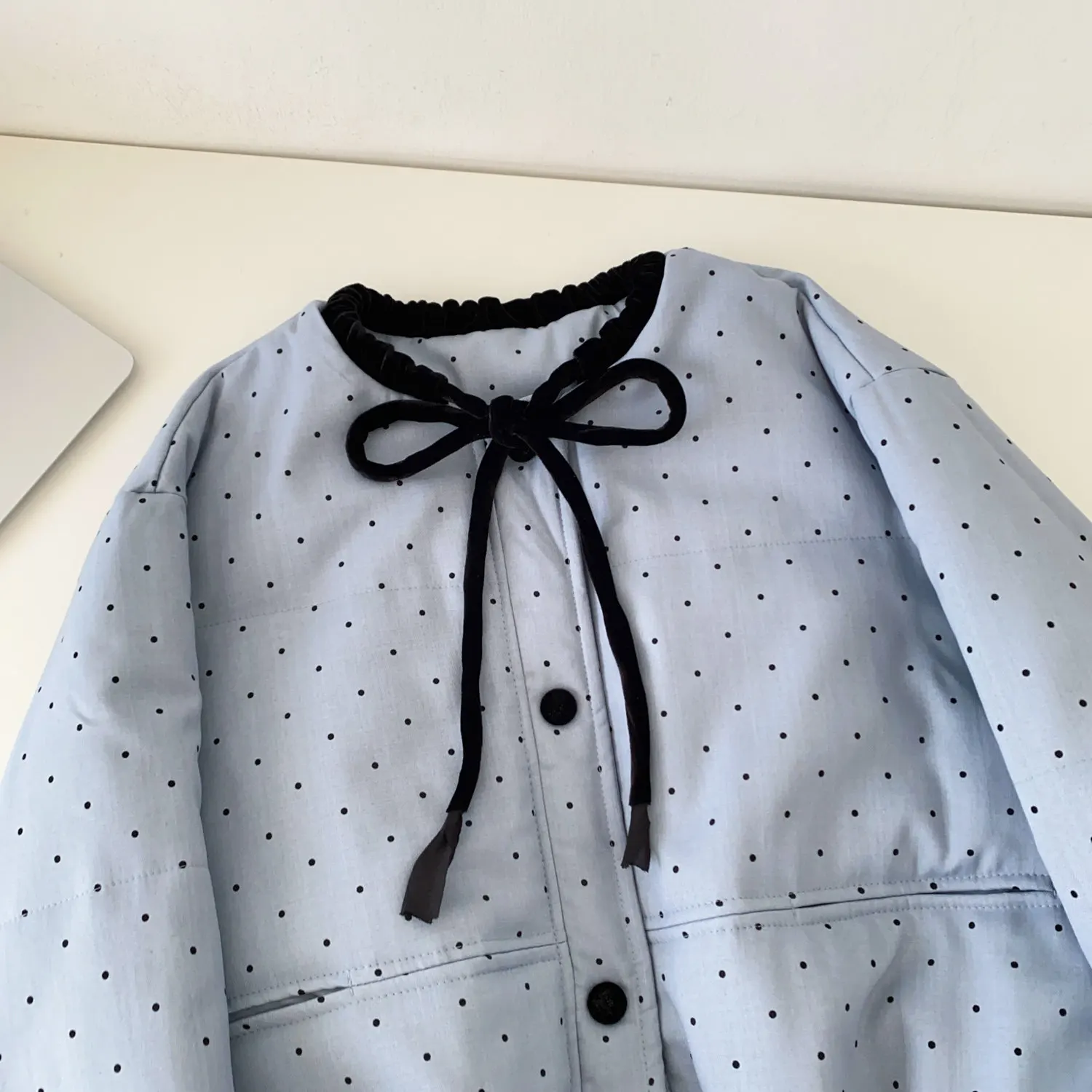 SINGREINY Polka Dot Cotton-Padded Short Jacket Korean Lace Up Drawstring Pocket 2026 Winter Ladies Preppy Style Warm Thick Coat