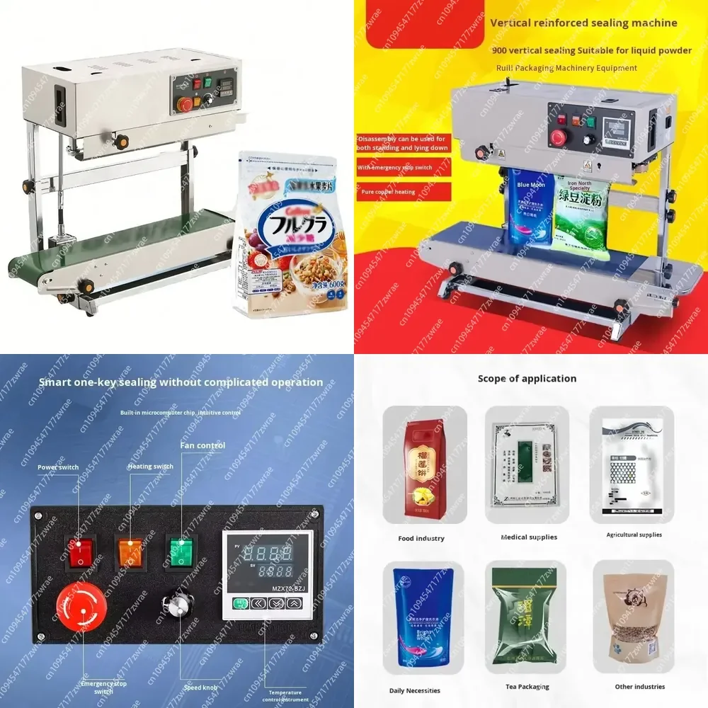 Factory Price Continuous Heat Band Vertical Plastic Film Bag Sealer Plastic Film Stand Pouch Sealing Machine