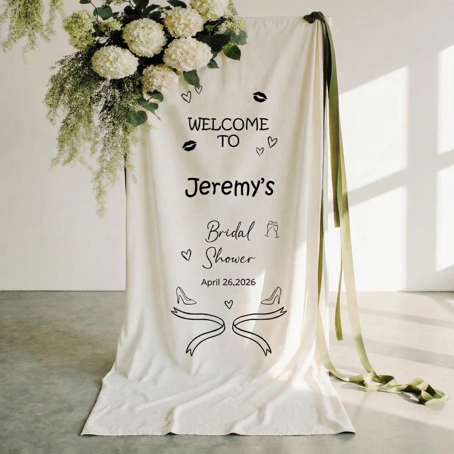 

Custom Fabric Wedding Welcome Sign Personalized Welcome Banners for Wedding Engagement Bridal Shower Party Outdoor Decor