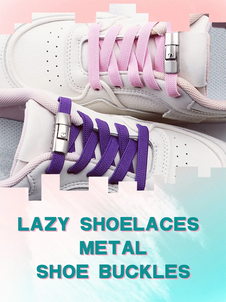 Klassische, flache, elastische Schnürsenkel mit Druckverschluss, zum einfachen Anziehen, für Sportschuhe und Sneaker, Einheitsgröße, passend für Erwachsene und Kinder, 1 Paar/2 Paar. – Detail 1