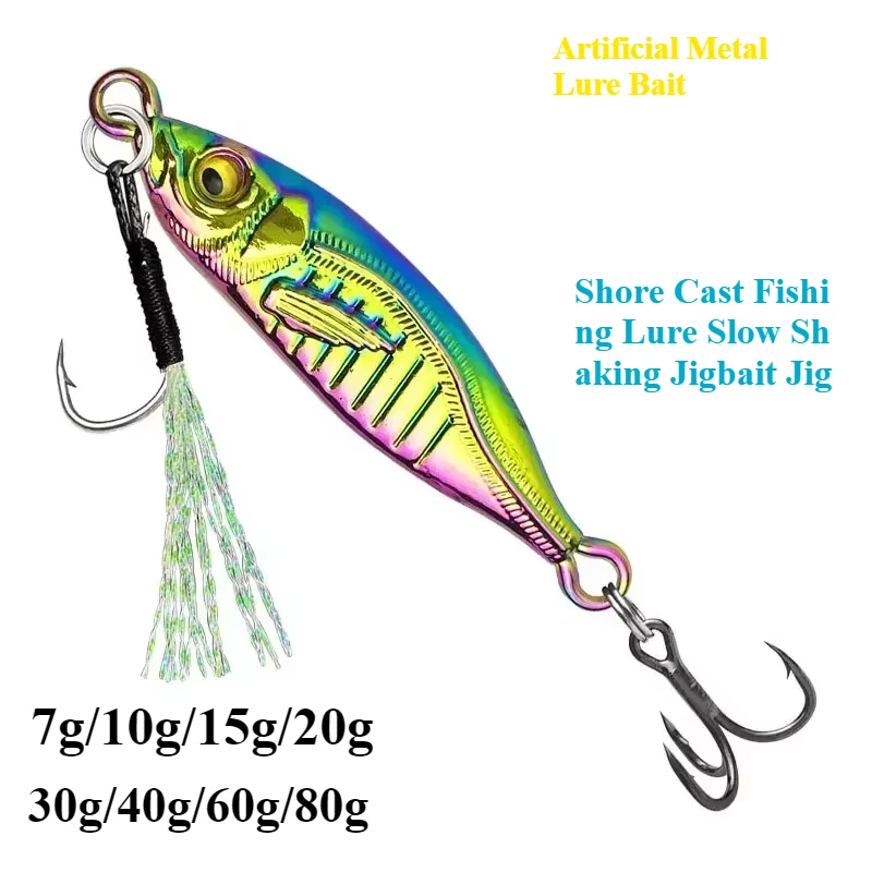 1pcs Metal Jig 7g-30g 40g 60g 80g Electroplated Barang Bionic Fish Trout Sea Fishing Bait Micro JigSea Fishing Bait Jigging Lure