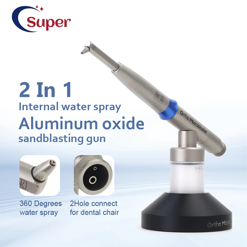

Стоматологический 2-в-1 алюминиевый ортодонтический микробластер с распылением воды, микротравлер, пескоструйный пистолет для оксида алюминия, с 2-портовым соединителем для стоматологии
