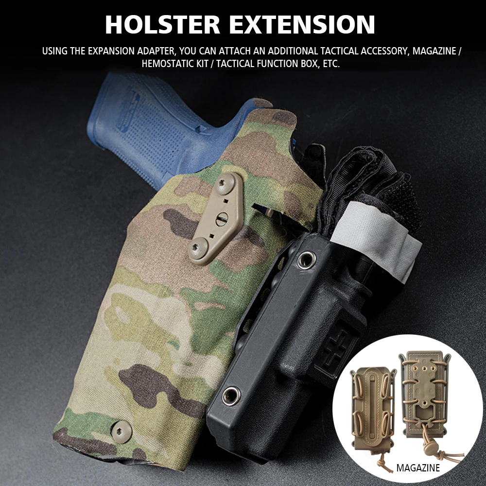 Adaptador de funda de pistola táctica para Airsoft, extensión QLS, puede llevar revista, caja hemostática, caja de función táctica T